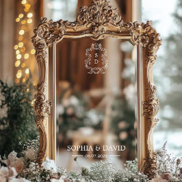 Moderne Hochzeitspiegels angepasste Initials Decal Fensteraufkleber