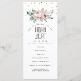 Moderne Hochzeitsprogramme in Gold und Rosa Programm