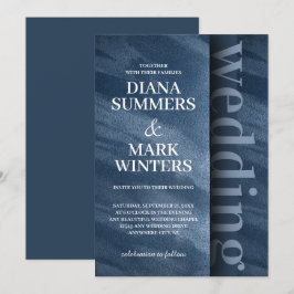 Moderne Hochzeitsreise mit blauem Samt Einladung