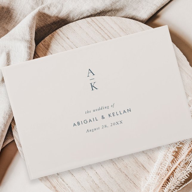 Moderne Hochzeitssache für blaues Monogramm Gästebuch (Von Creator hochgeladen)