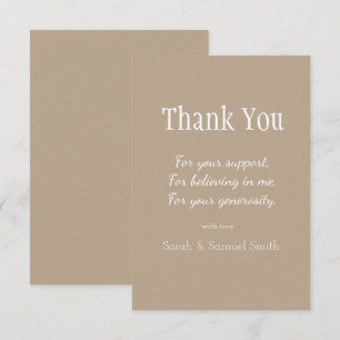 Moderne Hochzeitsschrift Taupe und White Custom Dankeskarte