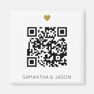 Moderne Hochzeitsseiten - QR-Code Save the Date Magnet