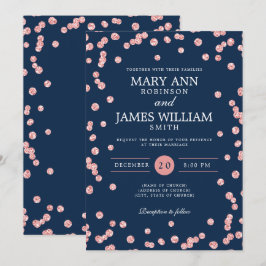 Moderne Hochzeitssemble Rose Gold Glitzer Confetti Einladung