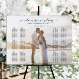 Moderne Hochzeitssitzkarte mit Foto 12 Tischen Poster