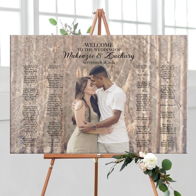 Moderne Hochzeitssitzkarte mit Foto, elegant Poster (Von Creator hochgeladen)