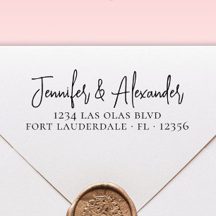 Moderne Hochzeitsskripte für Rücksendeadresse Kall Permastempel