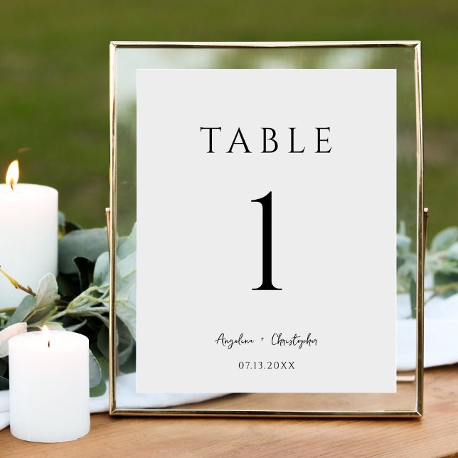 Moderne Hochzeitsskripte Minimalistische Tischnumm (Von Creator hochgeladen)