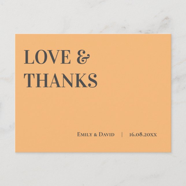 Moderne Hochzeitsstimmung - Liebe und Dank Postkarte (Vorderseite)