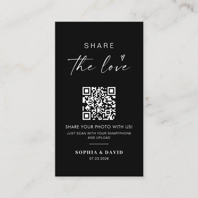 Moderne Hochzeitsstipendiaten teilen die Liebe QR  Begleitkarte (Vorderseite)
