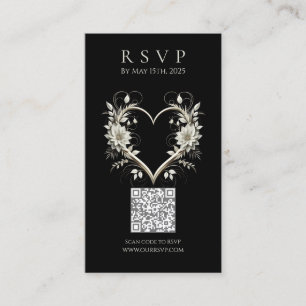 Moderne Hochzeitsszenarien-QR-Blume mit Herz Visitenkarte