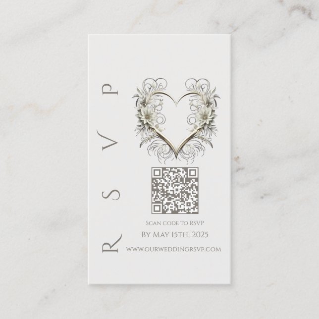 Moderne Hochzeitsszendenz RSVP QR-Code Moderne Blu Visitenkarte (Vorderseite)