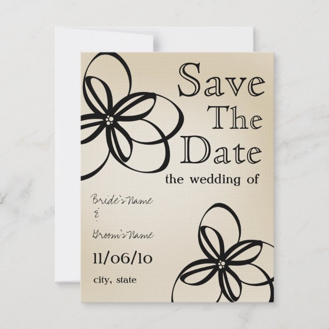 Moderne Hochzeitställe und Schwarz Save the Date (Vorderseite)