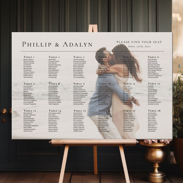 Moderne Hochzeitstil-Tabelle für Fotos, 18 Tische Poster (Von Creator hochgeladen)