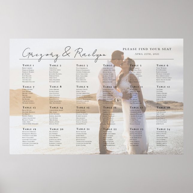 Moderne Hochzeitstil-Tabelle für Fotos, 24 Tische Poster (Vorne)
