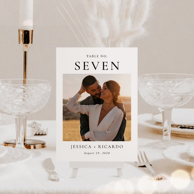 Moderne Hochzeitstisch-Foto-Tischkarte Tischnummer (Von Creator hochgeladen)
