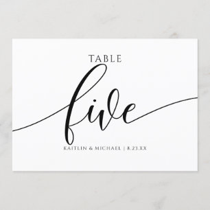 Moderne Hochzeitstisch-Nummern Kalligrafie - 5 Einladung