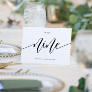 Moderne Hochzeitstisch-Nummern Kalligrafie - 9 Einladung