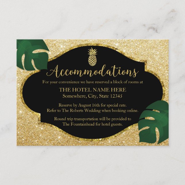 Moderne Hochzeitsunterkunft in Gold Pineaple Beach Begleitkarte (Vorderseite)