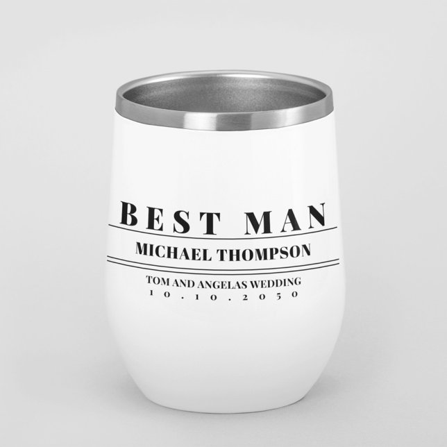 Moderne Hochzeittypografie Trauzeuge Custom (Custom personalized Best man Modern bold lettering wine tumbler)