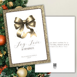 Moderne Holiday Gold Bow Holiday New Year Card Feiertagskarte