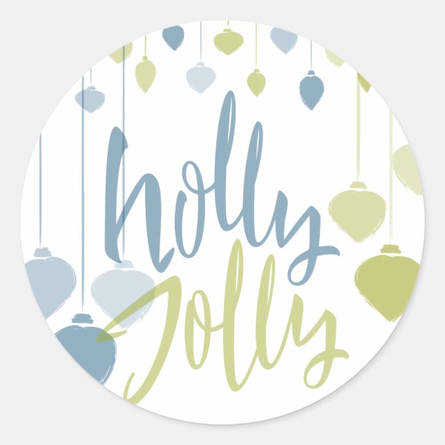 Moderne Holly Jolly Minimalistisch Holiday Baubles Runder Aufkleber (Vorderseite)