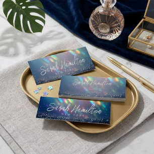 Moderne holografische irisierende Opal-Glitter-Fun Mini Visitenkarte