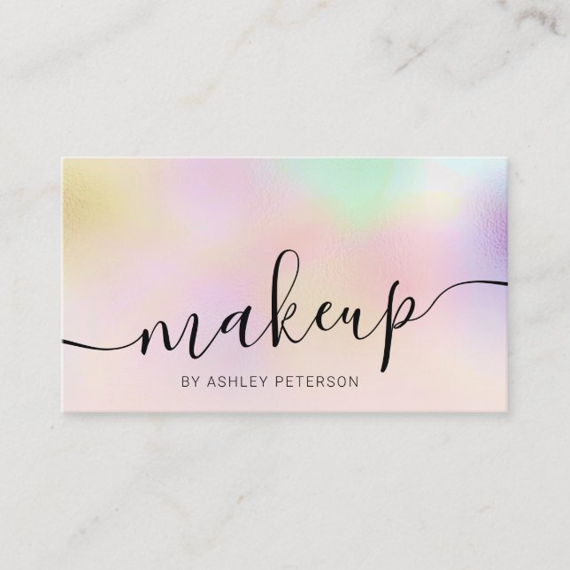 Moderne holografische Ober-Chic-Girly-Pink-Make-up Visitenkarte (Vorderseite)
