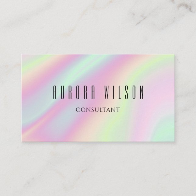 Moderne holografische Pastel Rainbow Stylish Visitenkarte (Vorderseite)