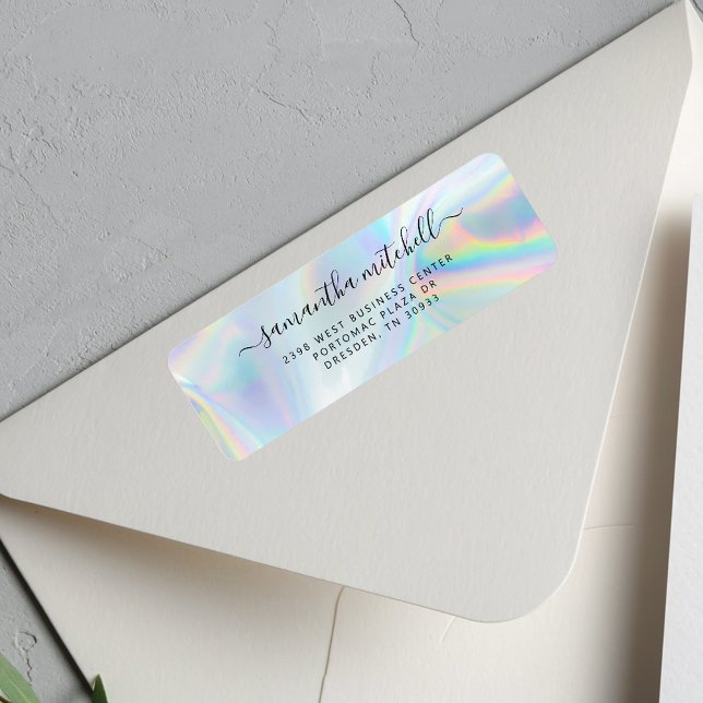 Moderne Holografische Personal-Rücksendeadresse (Holographic Personalized Script Return Address Label)