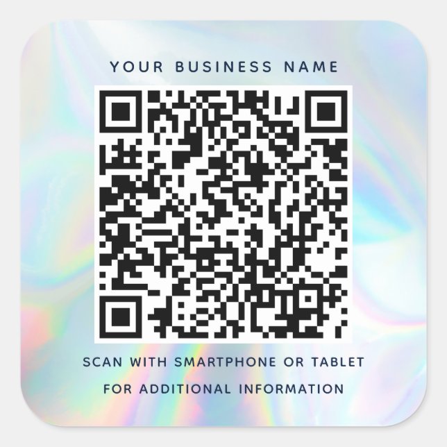 Moderne holografische QR-Code-Geschäfte Quadratischer Aufkleber (Vorderseite)