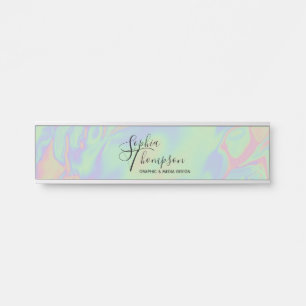 Moderne holografische Rainbow Pastel - Namensplatt Türschild