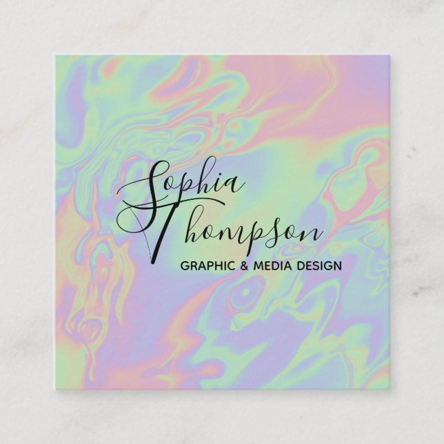 Moderne holografische Rainbow Pastel - Visitenkart Quadratische Visitenkarte (Vorderseite)