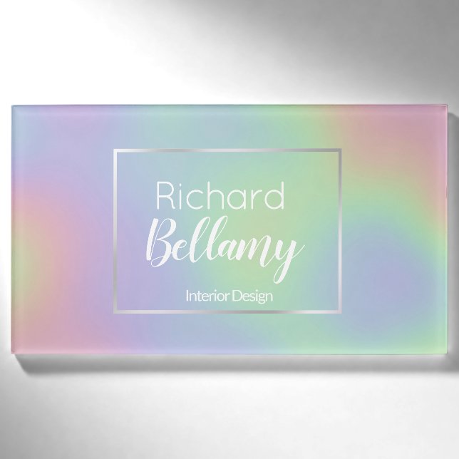 Moderne Holografische Regenbogeneffekte Metallrahm Namenschild (Vorderseite)