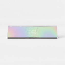 Moderne Holografische Regenbogeneffekte Metallrahm Schreibtischnamensplakette