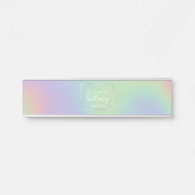 Moderne Holografische Regenbogeneffekte Metallrahm Türschild (Vorderseite )