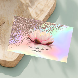 Moderne Holografische Roségold Diamanten Lotus Visitenkarte