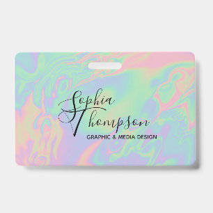 Moderne holografische Schrift Regenbogen Pastell - Ausweis