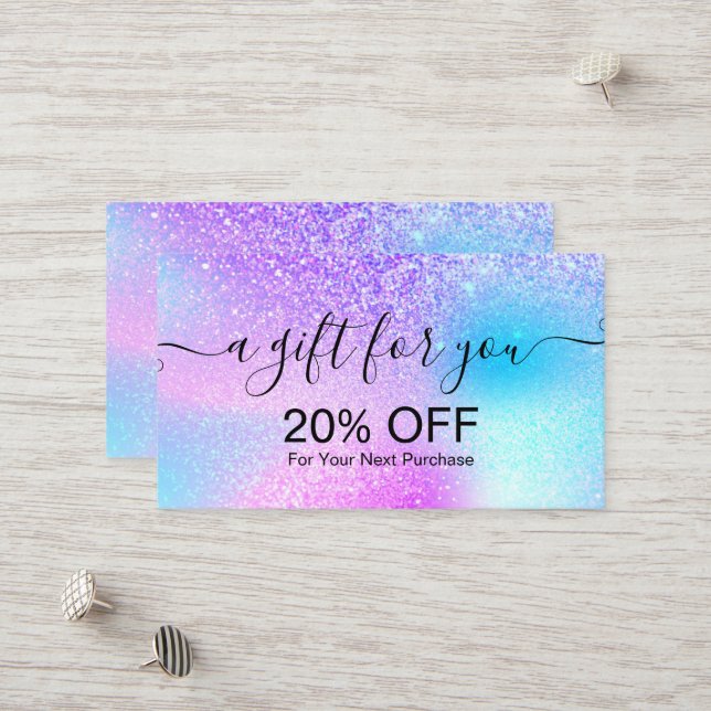 Moderne Holographic Discount Card Rabattkarte (Vorderseite/Rückseite Beispiel)