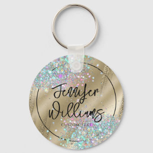 Moderne Holographic Glitzer Imitate Fox Gold Busin Schlüsselanhänger