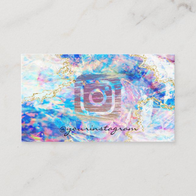 Moderne Holographic Opal Instagram Social Media Visitenkarte (Vorderseite)