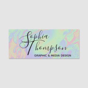 Moderne Holographische Effekte Script Rainbow Past Namensschild