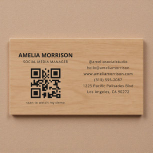 Moderne Holz-QR-Code-Minimalist Professional Visitenkarte