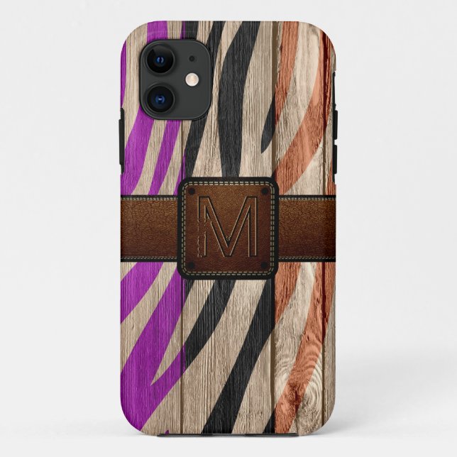 Moderne Holzbraune Lederoptik Case-Mate iPhone Hülle (Rückseite)