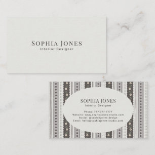 Moderne Holzkohle- und Creme-Schellenstreifen Visitenkarte