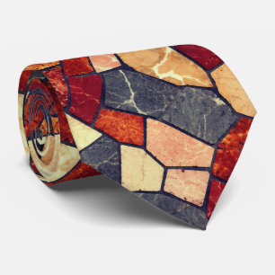 Moderne Holzkohle- und Terrakotta-Marmor-Mosaikste Krawatte
