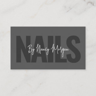 Moderne Holzkohlegrau-Typografie-Nageldesign  Visitenkarte