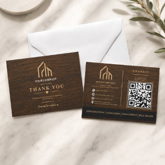 Moderne Holzkorn-QR-Code-Konstruktion Dankeskarte