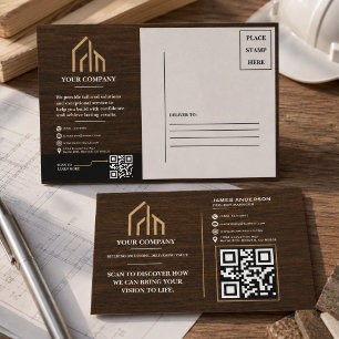 Moderne Holzkorn-QR-Code-Konstruktion Feiertagspostkarte
