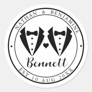 Moderne Homosexuelle-Hochzeit Runder Aufkleber