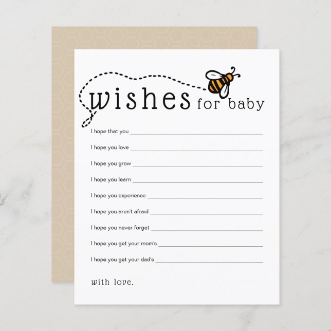 Moderne Hone Bee Wünsche für Baby Advice Card (Vorne/Hinten)